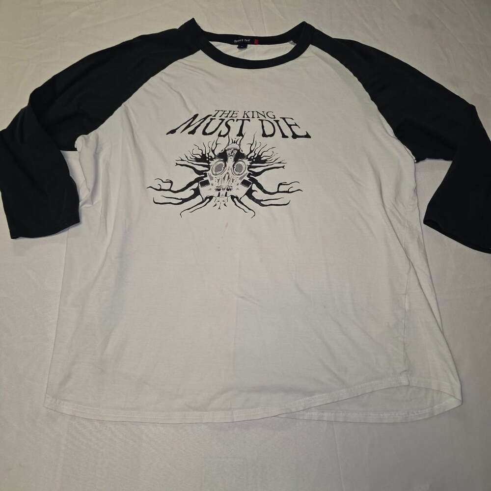 The King Must Die thrash metal band Raglan Baseball T-Shirt XL Black White
